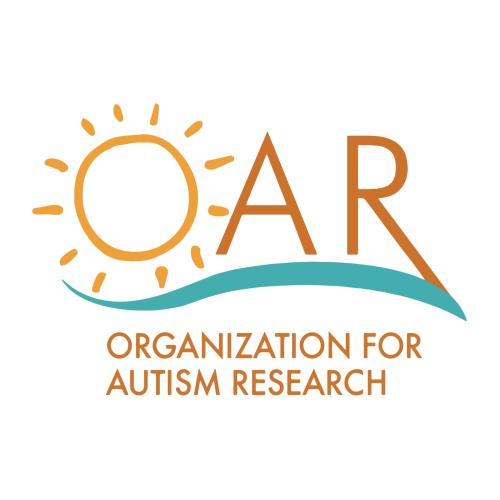 image of a sun next to the letters A and R with a blue line below and orange letters spelling out organization for autism research