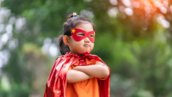 girl in superhero costume