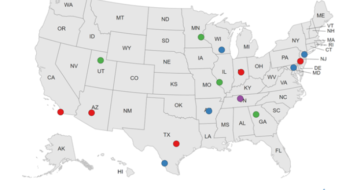 a map of the United States and each ADDM site in the country